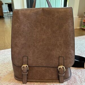 Brown Faux Leather bookbag/purse
